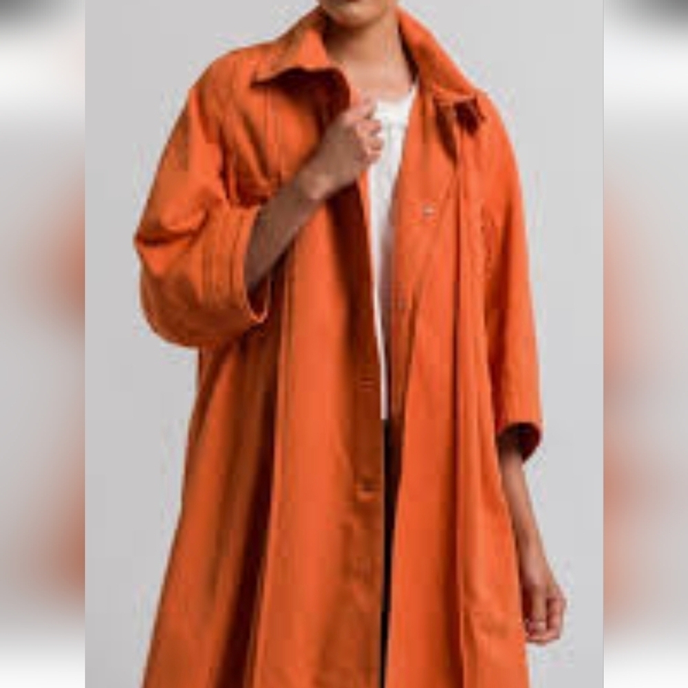 French Coat Vintage Wool Women’s Burnt Orange Large Pockets long